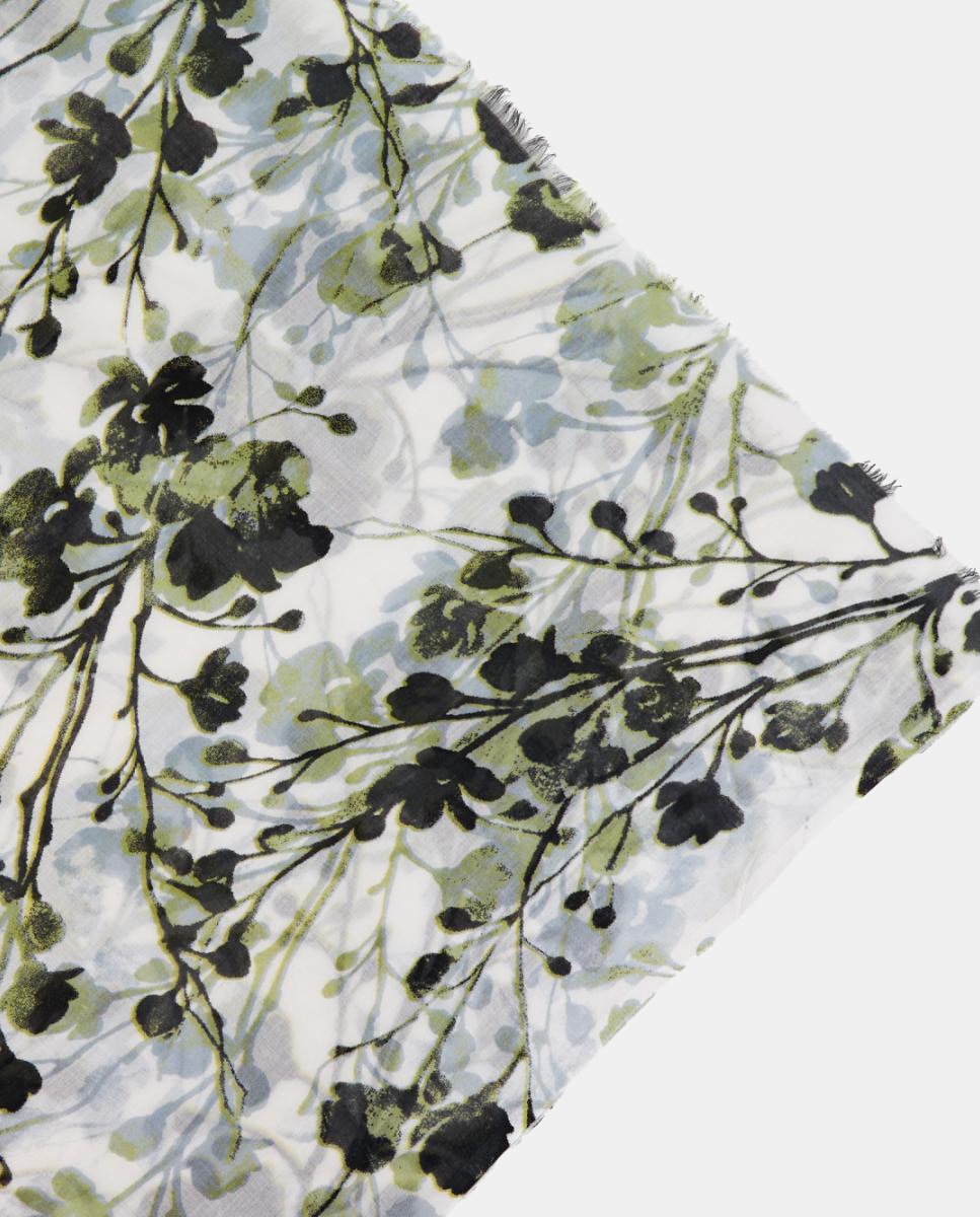 Lenço de Viscose com Estampado Floral Verde-3