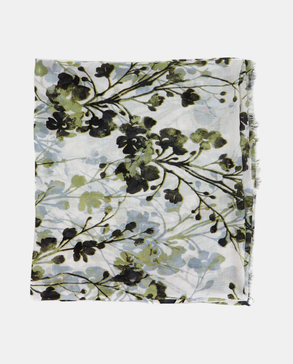 Lenço de Viscose com Estampado Floral Verde-5