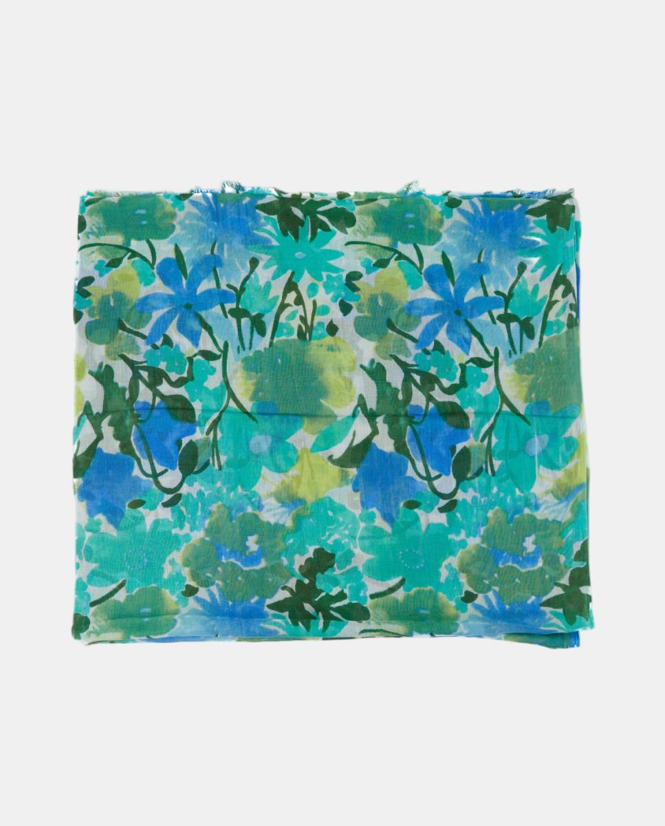 Lenço de Viscose com Estampado Floral Verde-2