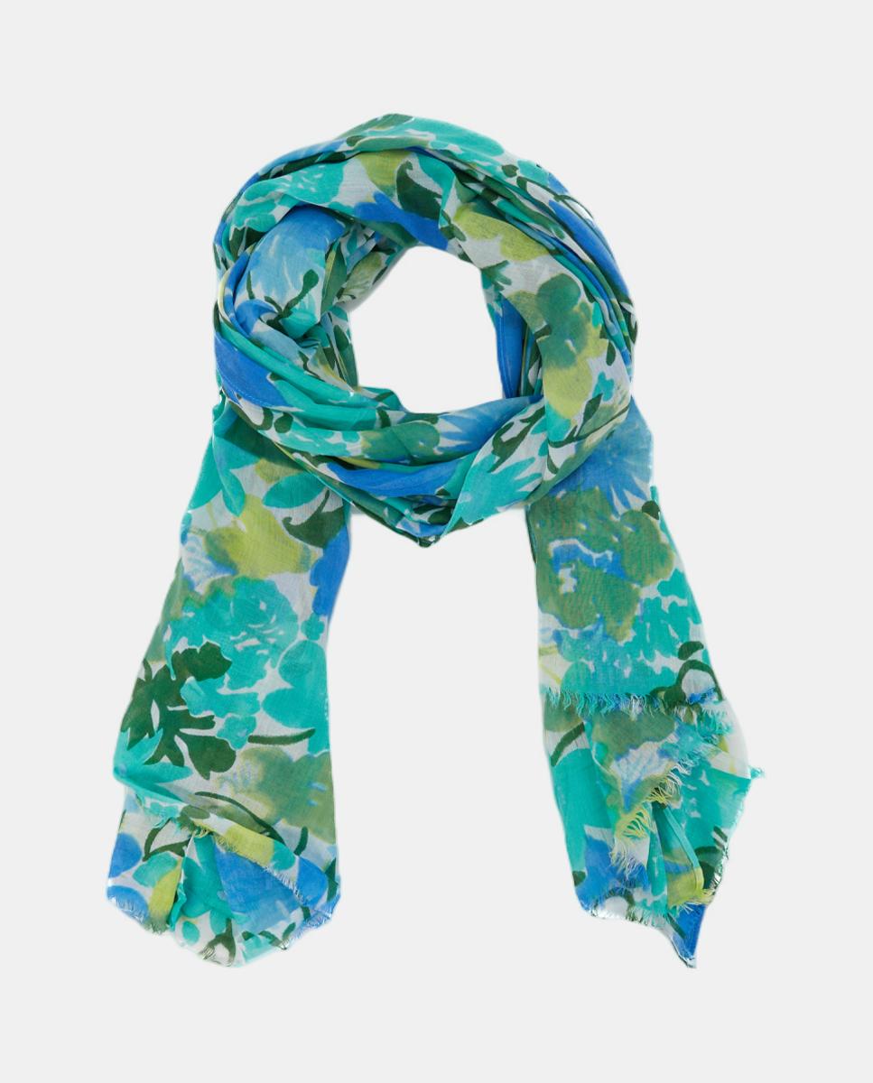Lenço de Viscose com Estampado Floral Verde-4