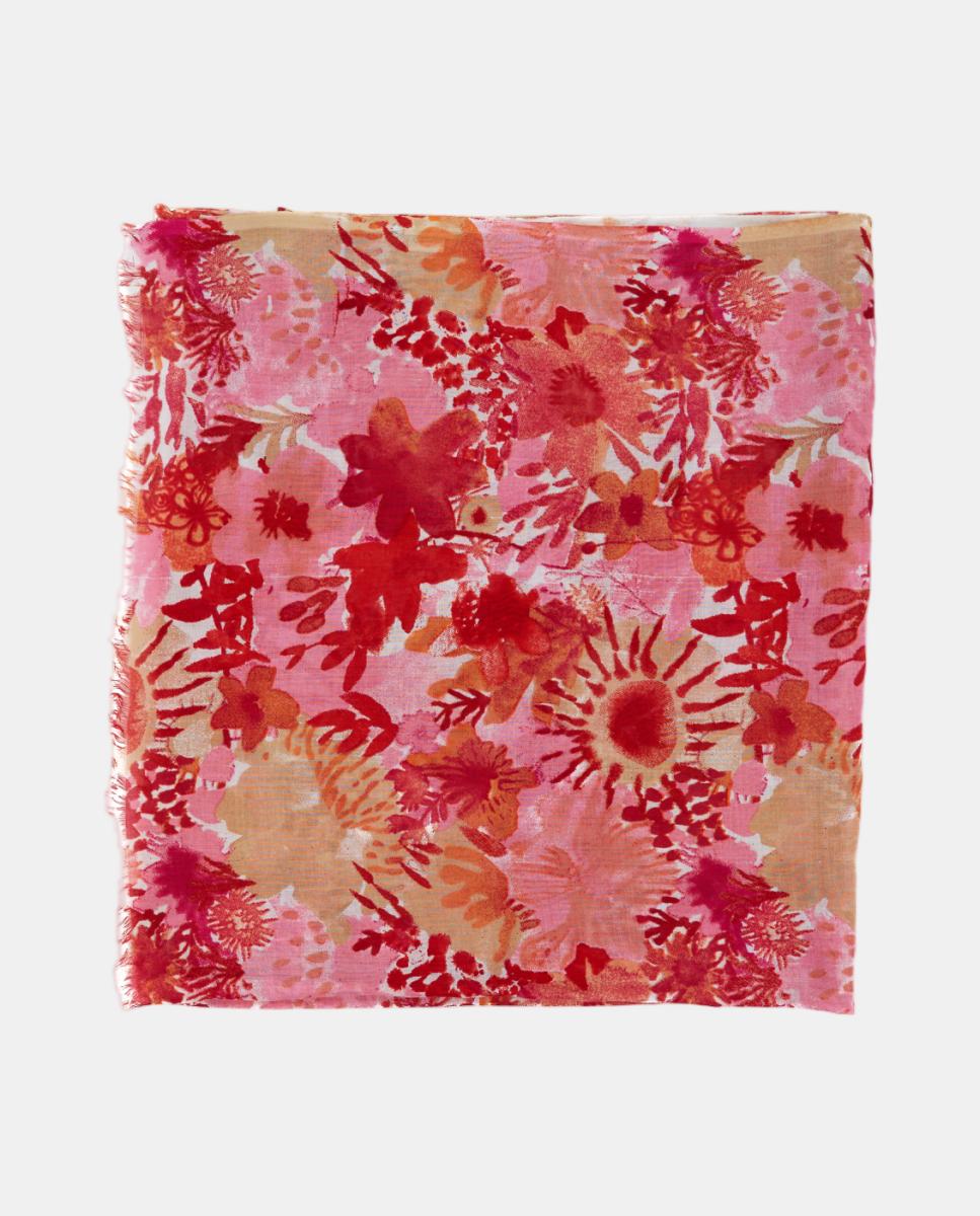 Pañuelo de viscosa con estampado floral - Abbacino - Rojo Rojo-1