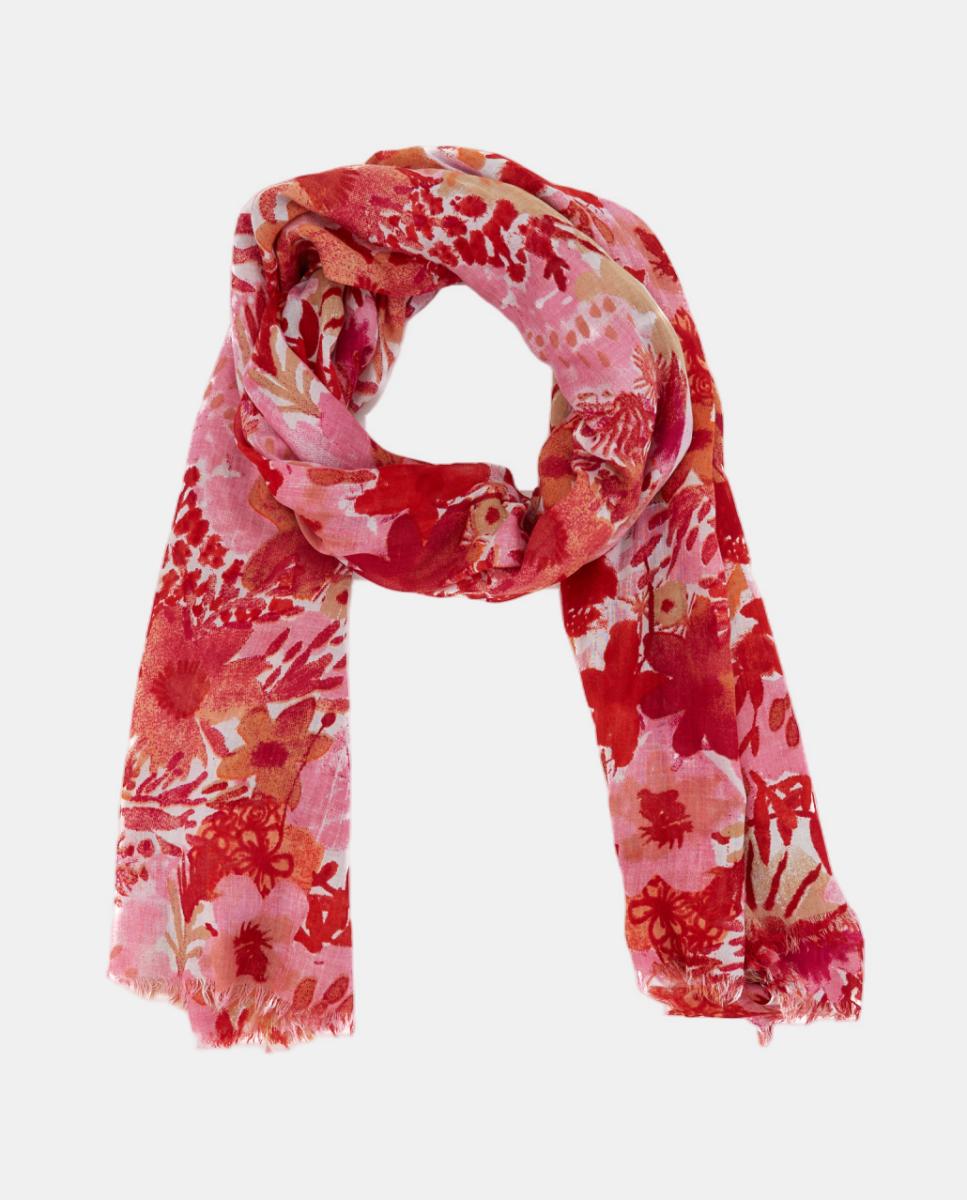 Pañuelo de viscosa con estampado floral - Abbacino - Rojo Rojo-2