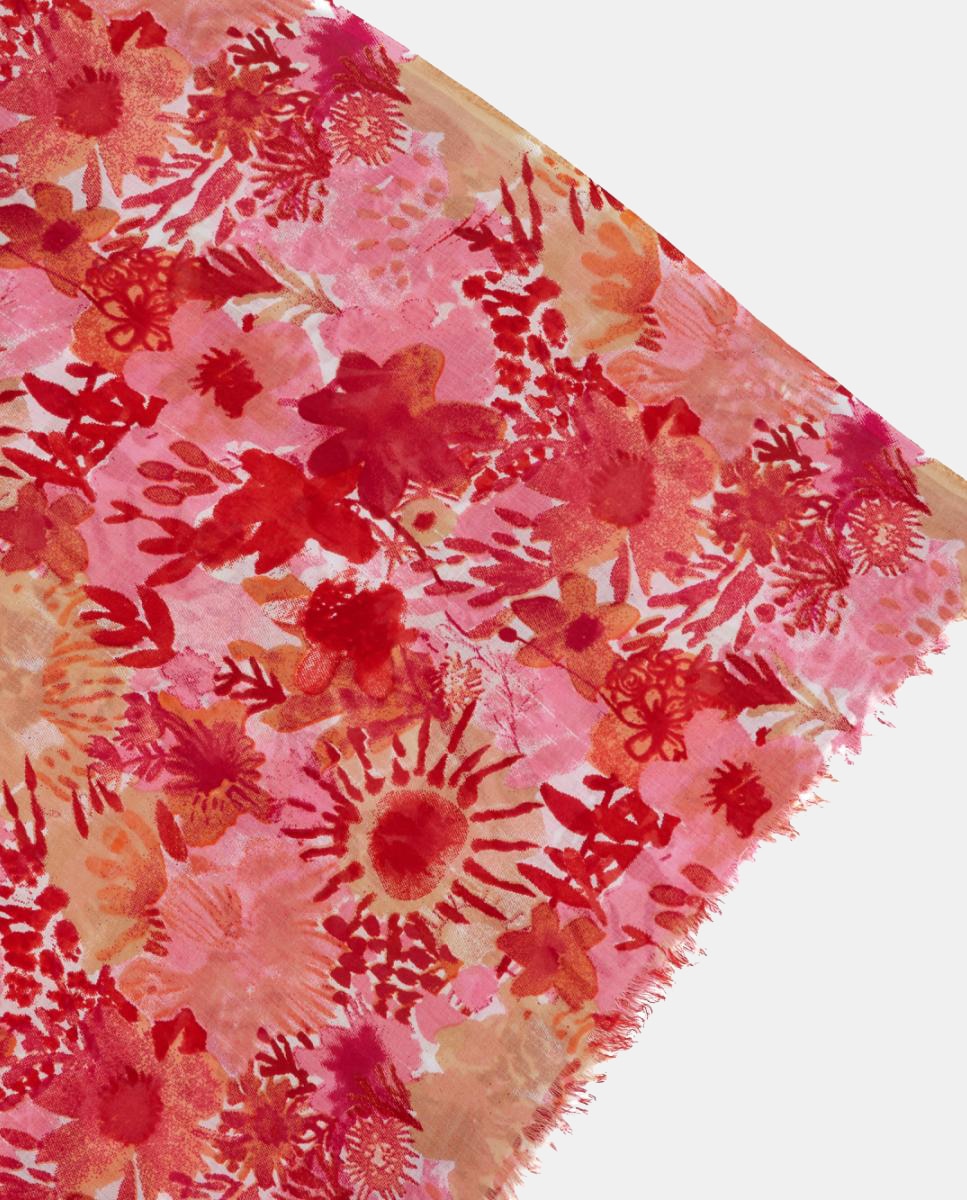 Pañuelo de viscosa con estampado floral - Abbacino - Rojo Rojo-3