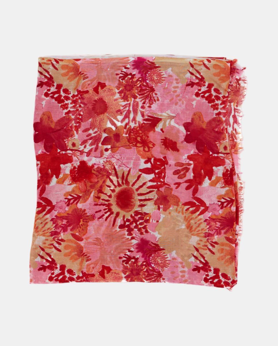 Pañuelo de viscosa con estampado floral - Abbacino - Rojo Rojo-5