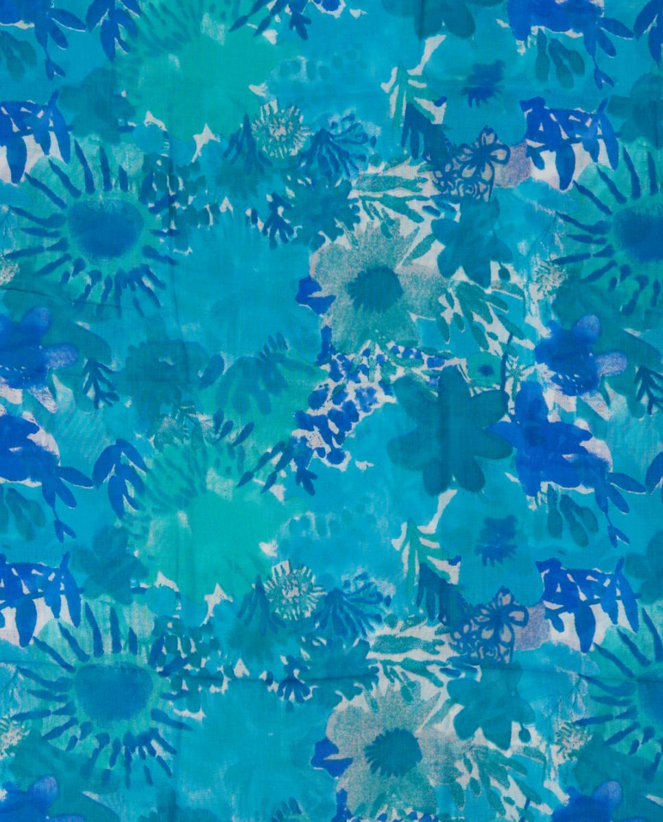 Lenço de Viscose com Estampado Floral Azul-3