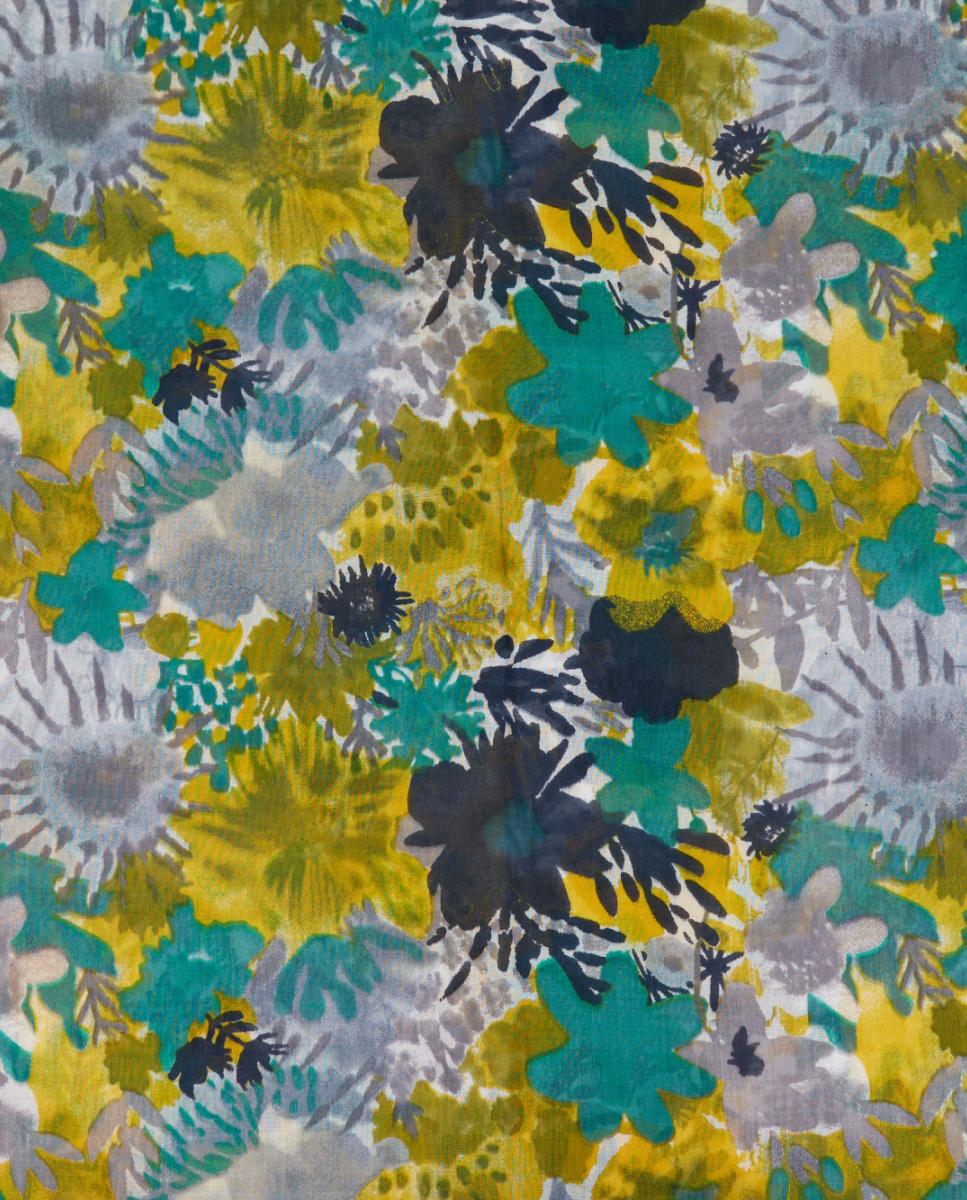 Lenço de Viscose com Estampado Floral Verde-4
