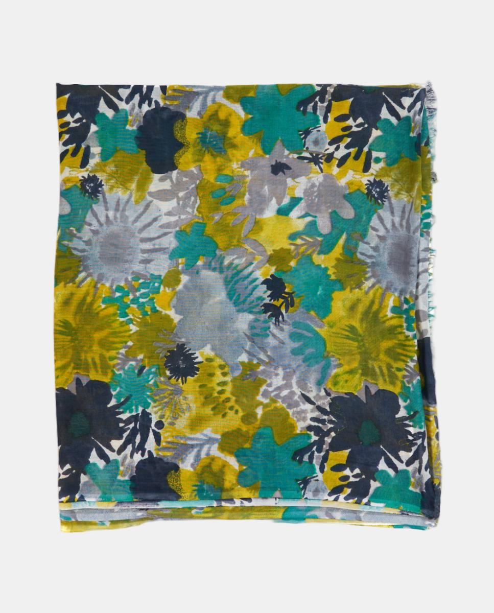 Lenço de Viscose com Estampado Floral Verde-5