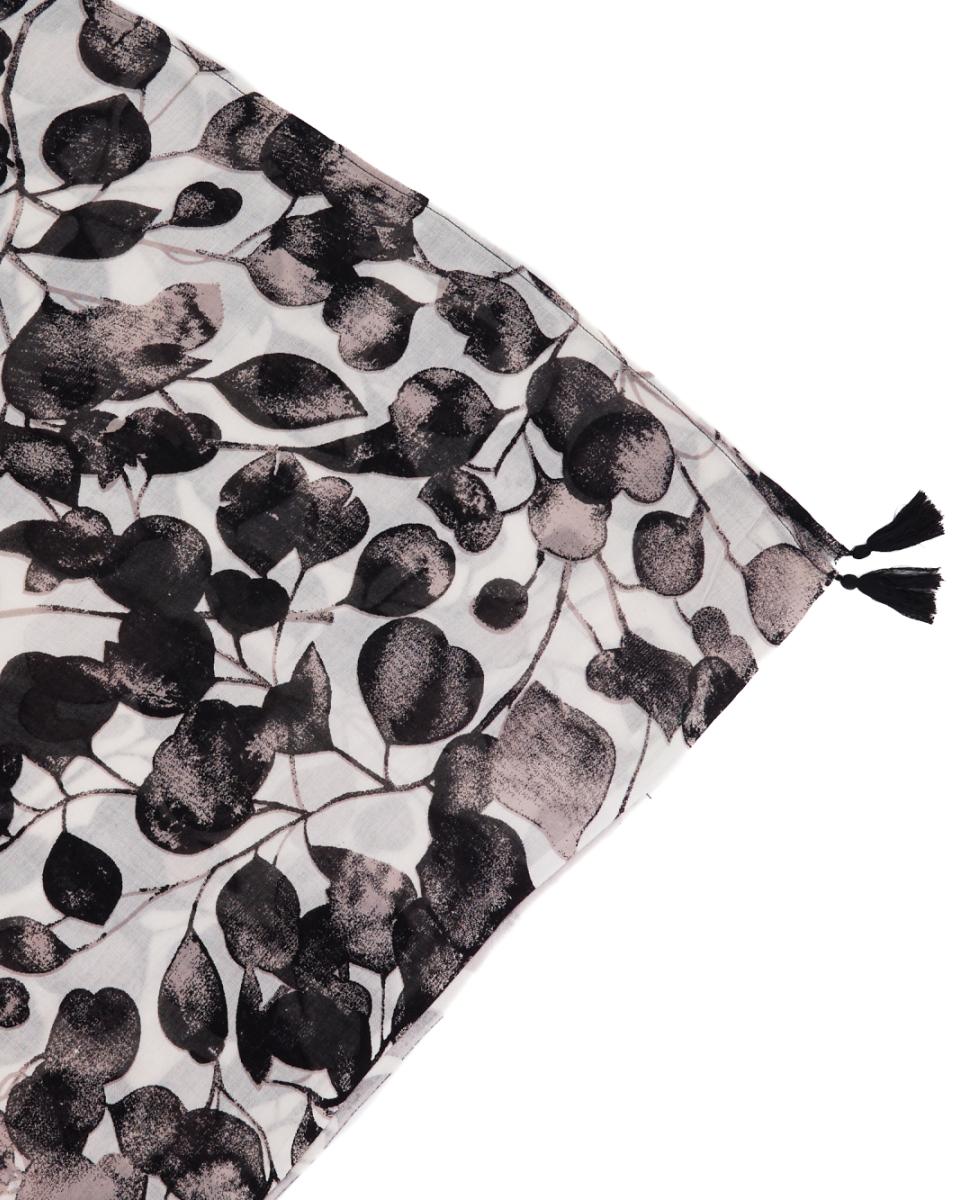 Lenço de Viscose com Estampado Floral Branco-3