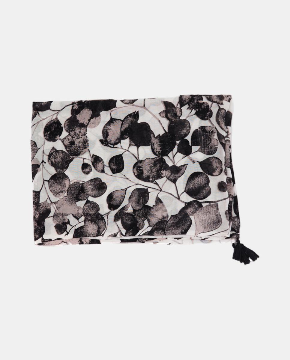 Lenço de Viscose com Estampado Floral Branco-5