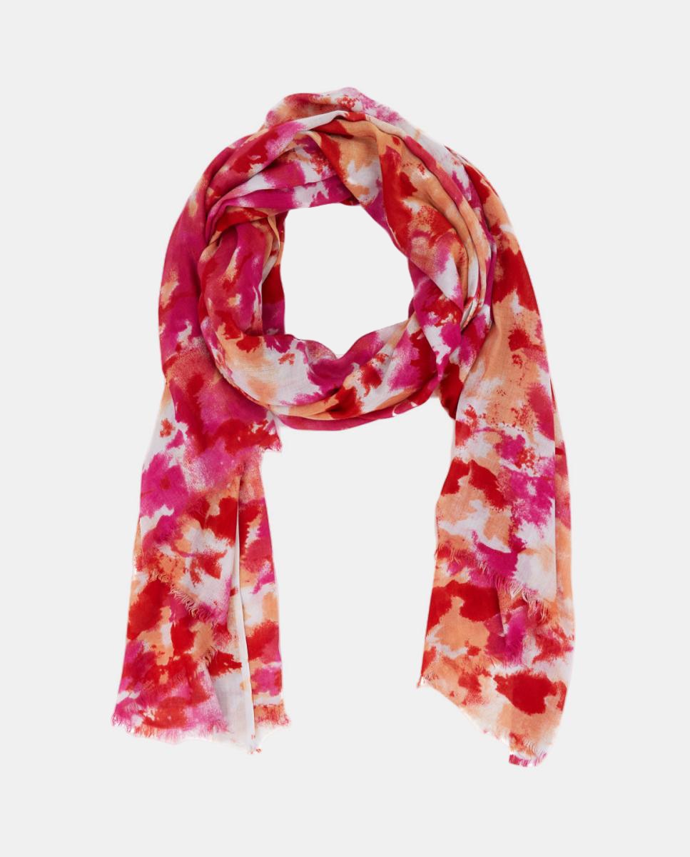Lenço de Viscose com Estampado Abstrato Vermelho-2