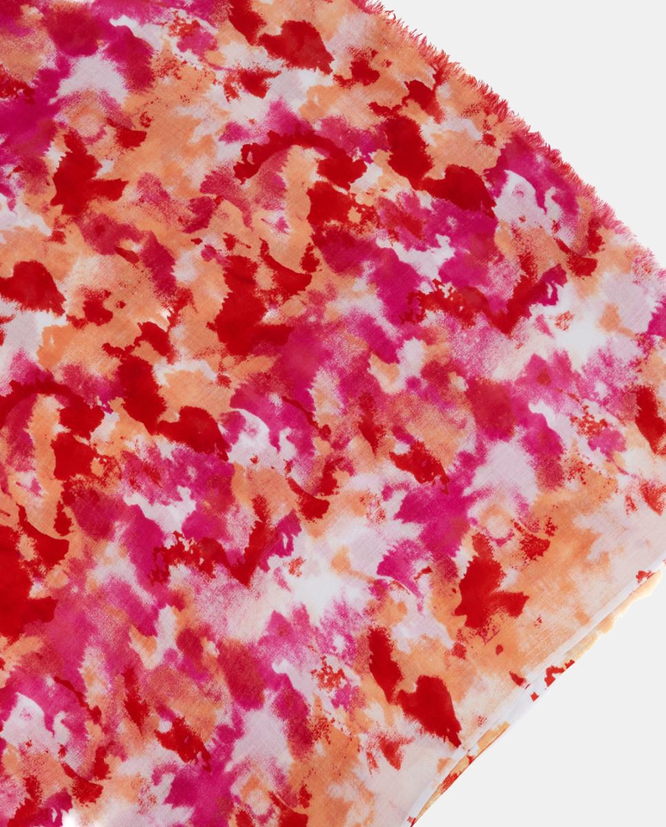Lenço de Viscose com Estampado Abstrato Vermelho-3