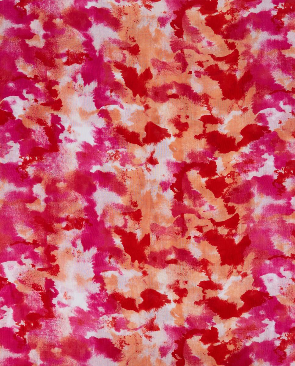 Lenço de Viscose com Estampado Abstrato Vermelho-4