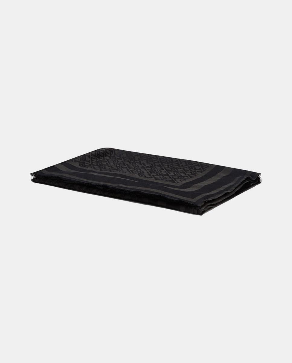 Écharpe com Estampado de Monograma - Preto Preto-3