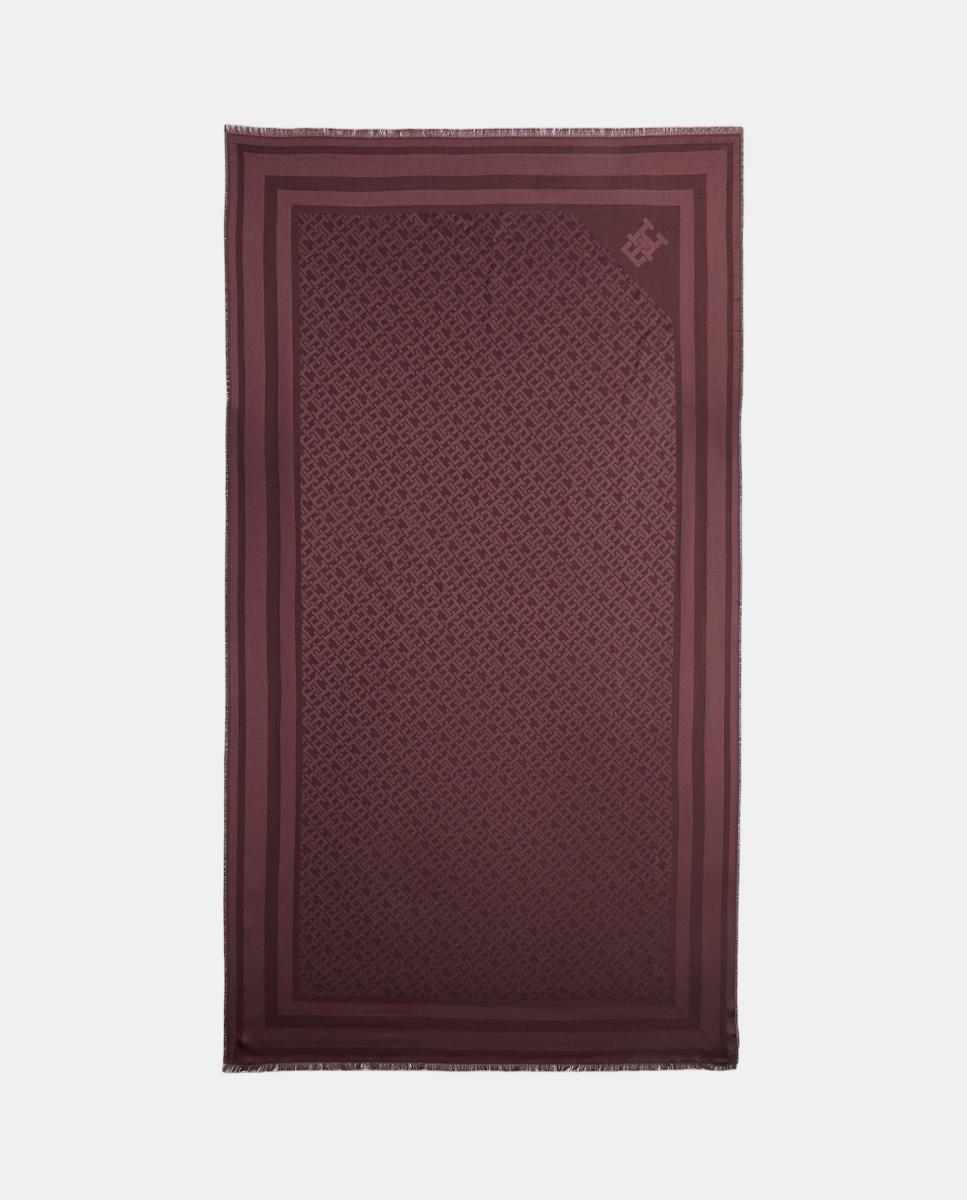 Écharpe com Estampado de Monograma - Bordeaux Bordeaux-3
