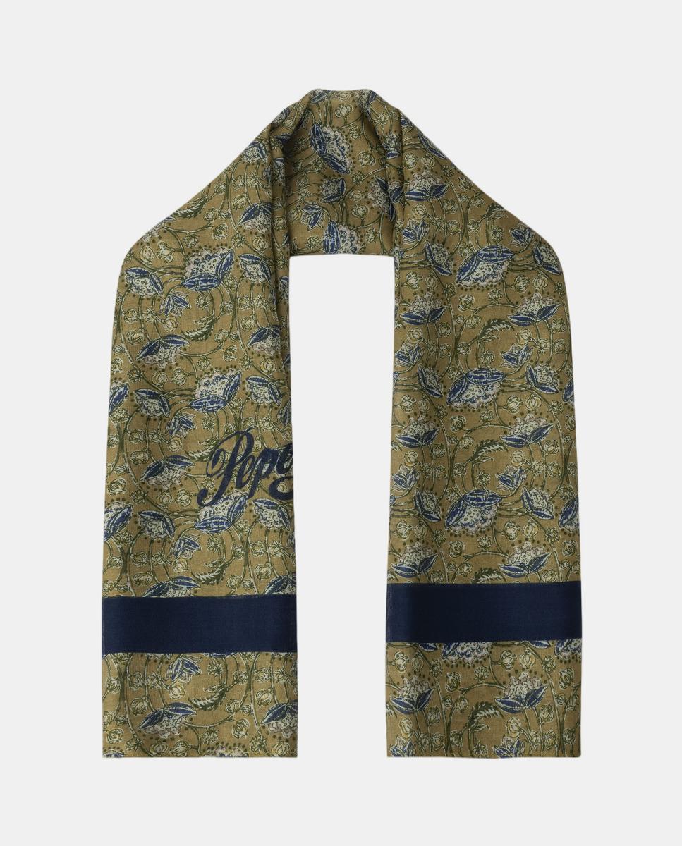 Lenço de Algodão e Linho Estampado com Logótipo Verde-3