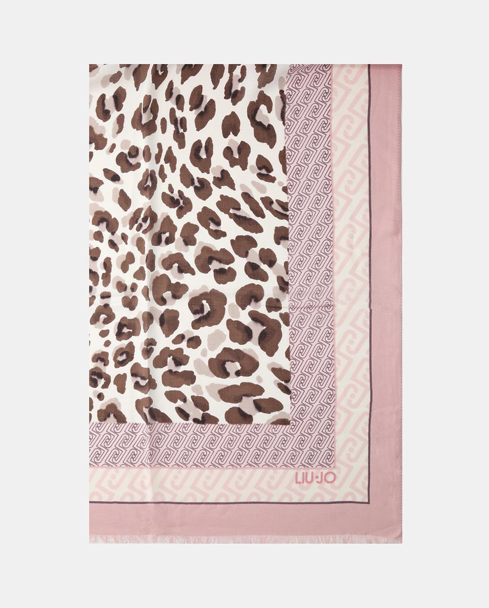 Estola com Detalhe de Animal Print Rosa-1