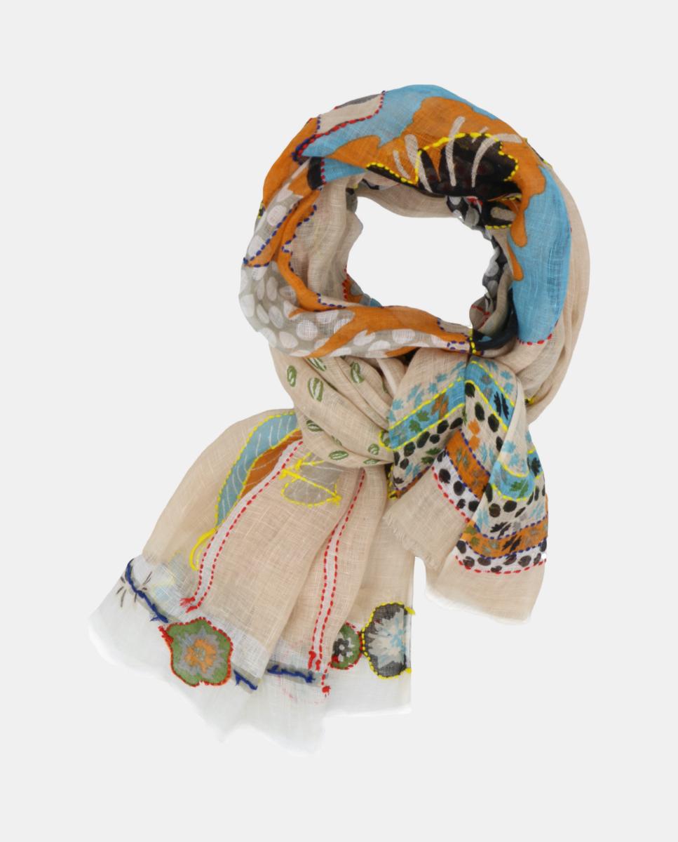 Imagem 0 de Lenço de Linho Estampado com Bordado