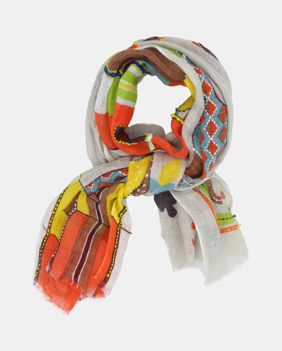 Imagem 0 de Lenço de Linho Estampado com Bordado