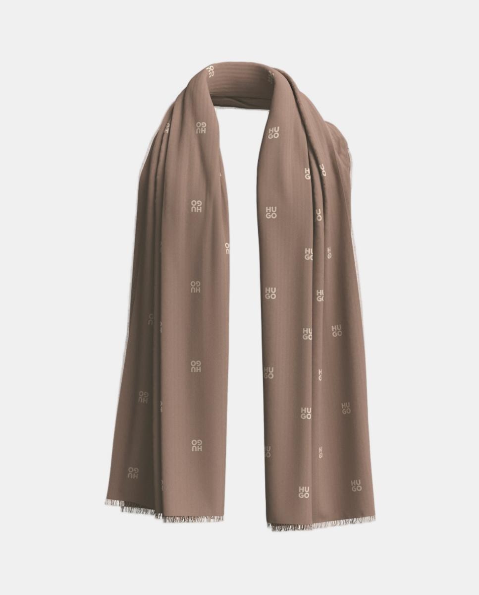 Cachecol de Modal com Estampado Castanho-3