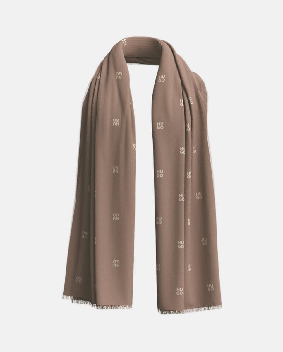 Cachecol de Modal com Estampado Castanho-3