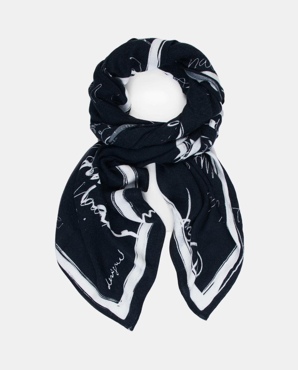 Écharpe com Lettering Preto-2