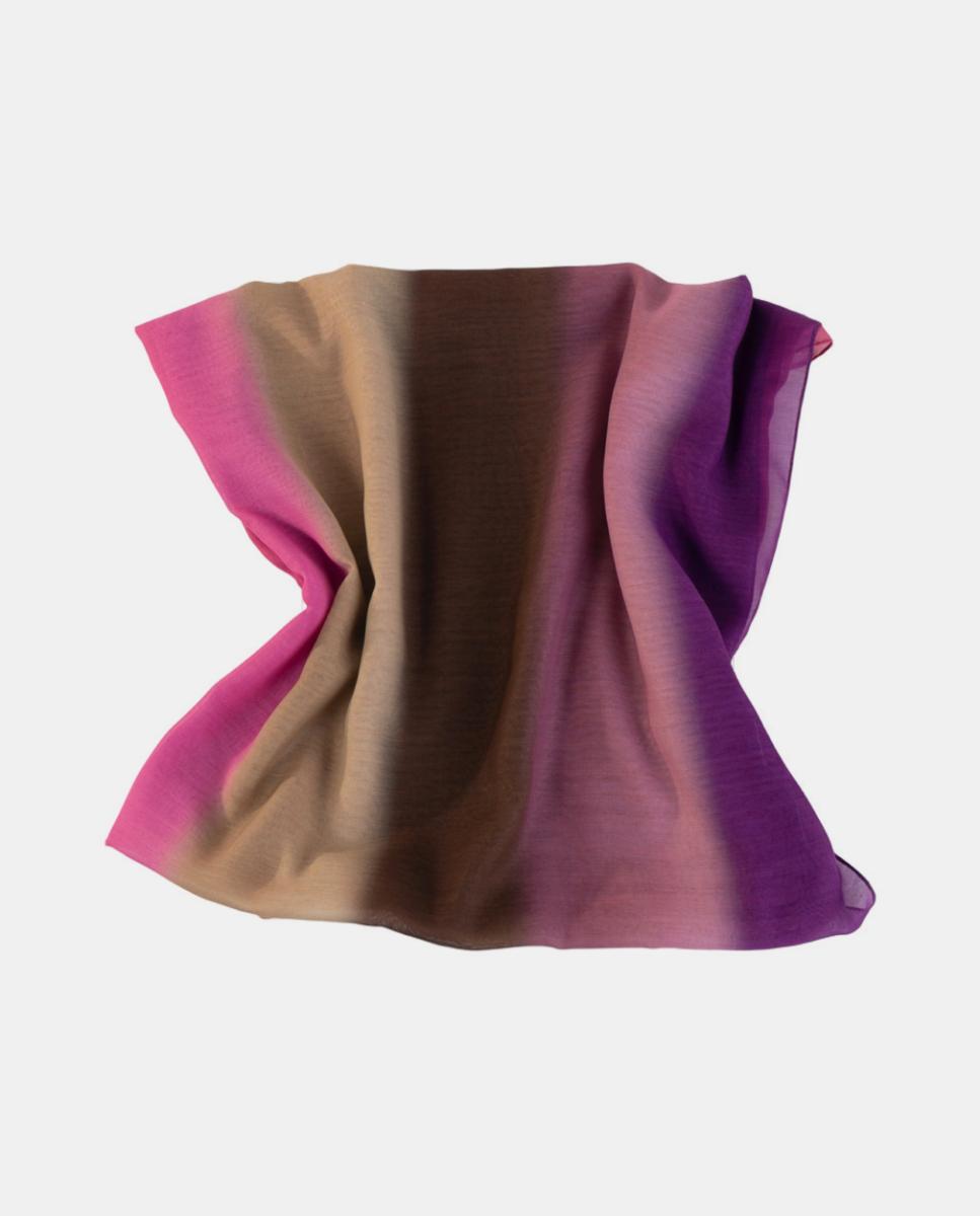 Écharpe Retangular de Poliéster com Estampado às Riscas Rosa-2
