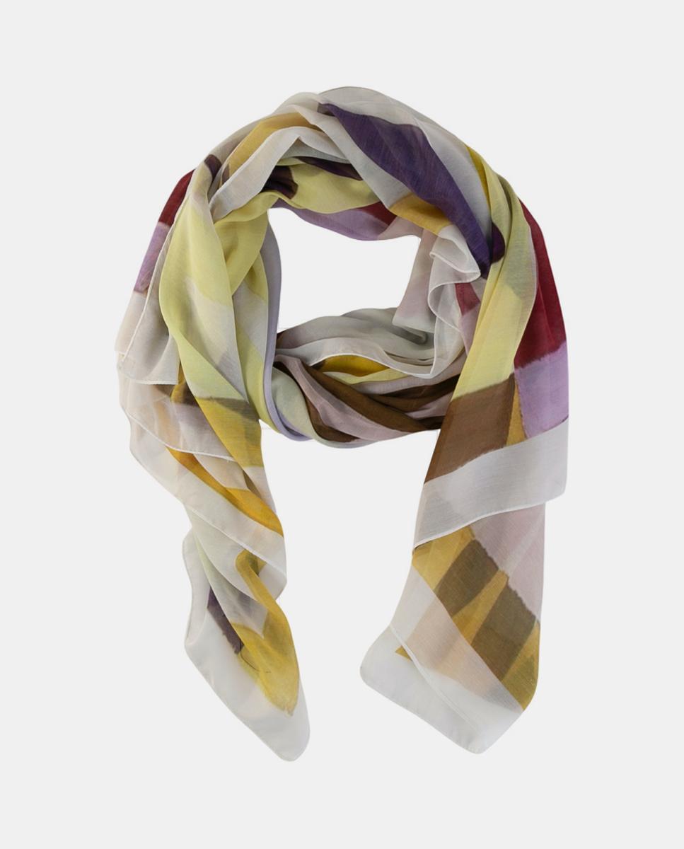 Écharpe Retangular de Poliéster com Estampado Floral Amarelo-4