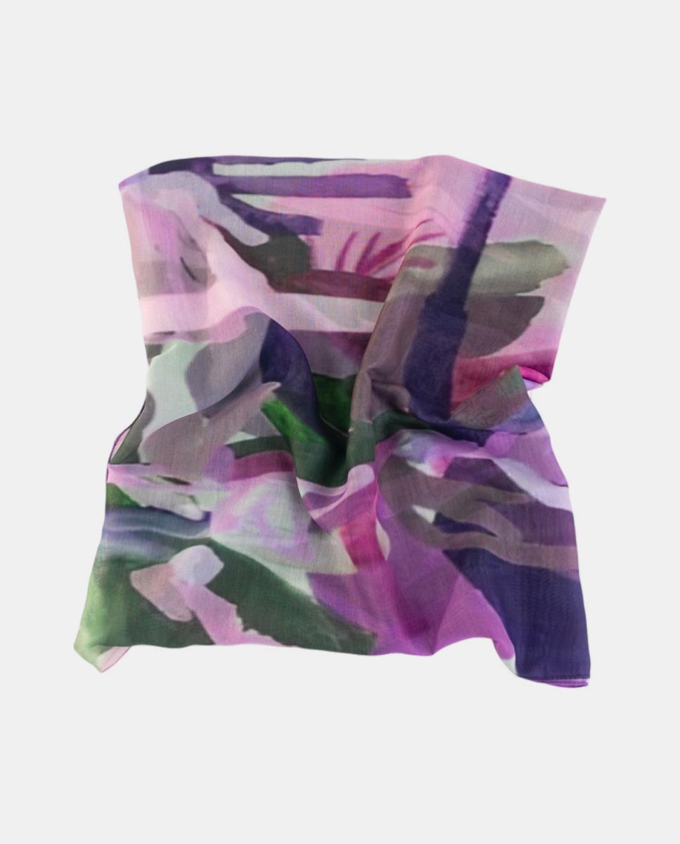 Écharpe Retangular de Poliéster com Estampado Floral Lilás-2