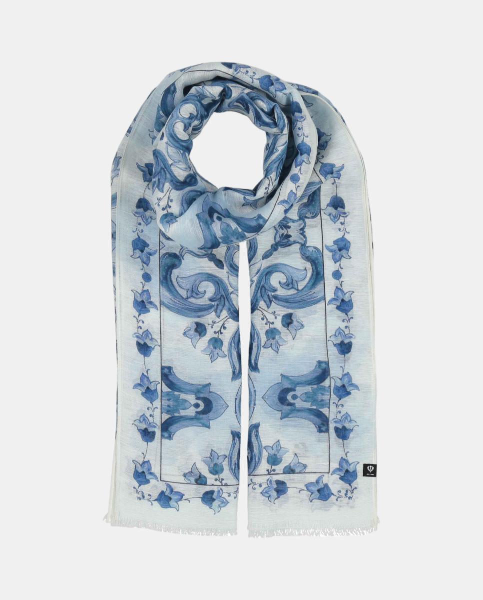 Estola lisa com poliéster e viscose Azul-claro-2