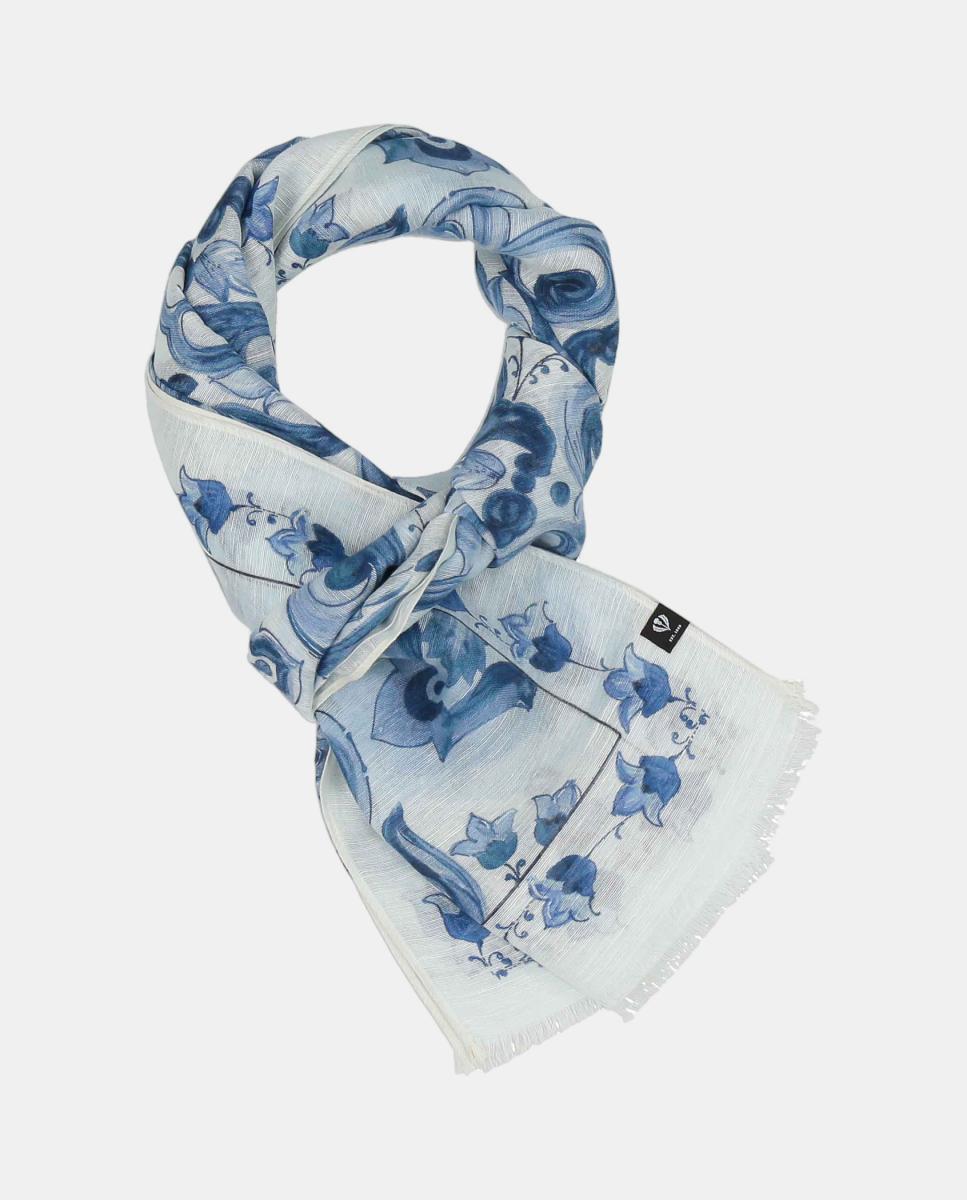 Estola lisa com poliéster e viscose Azul-claro-3