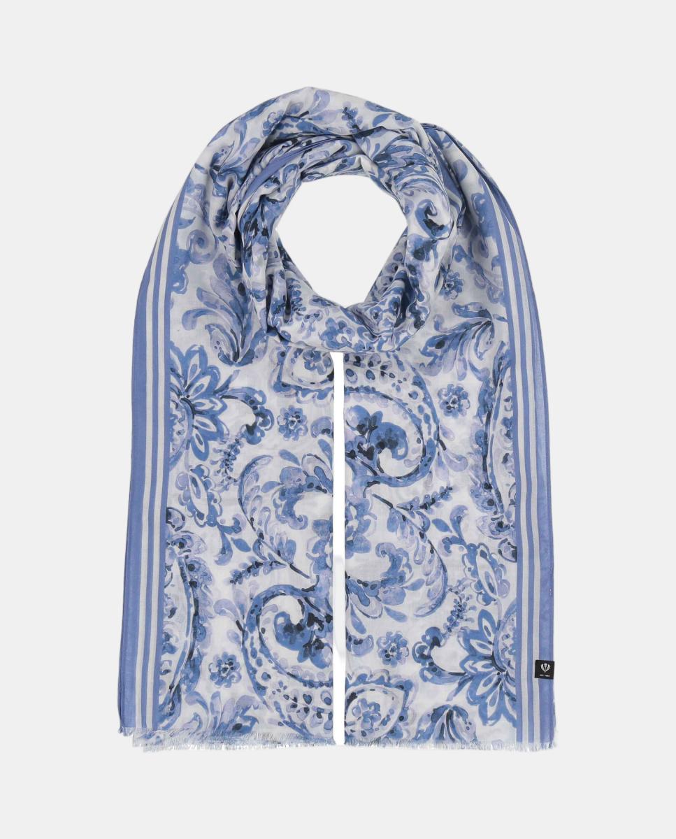 Estola lisa com poliéster e viscose Azul-marinho-2