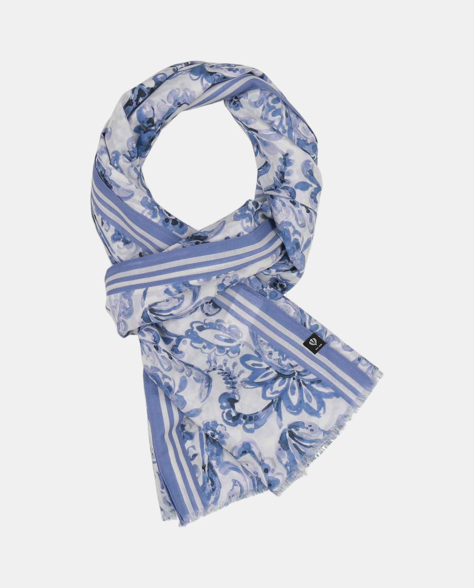 Estola lisa com poliéster e viscose Azul-marinho-3