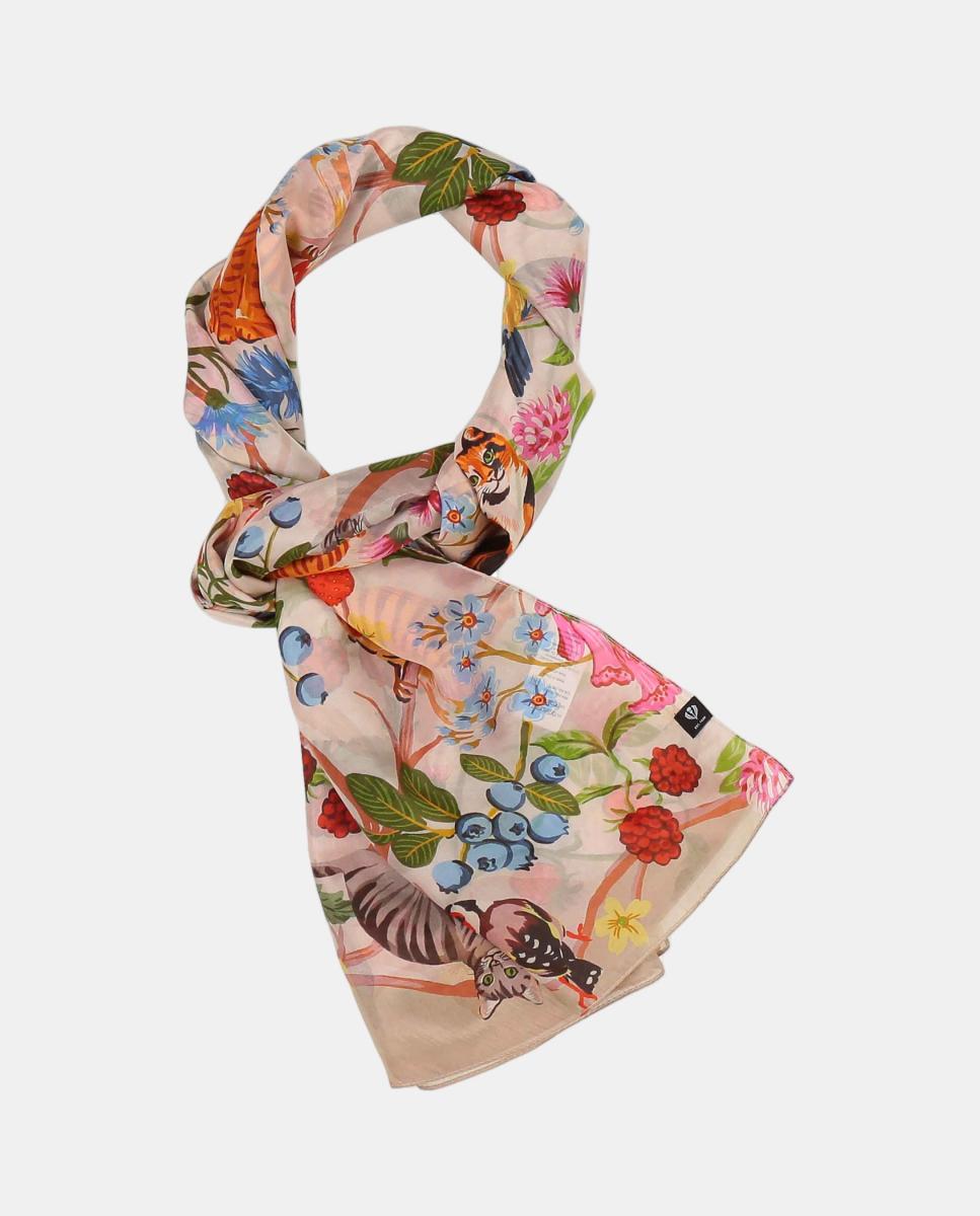 Cachecol com Estampado Floral Multicolor-3