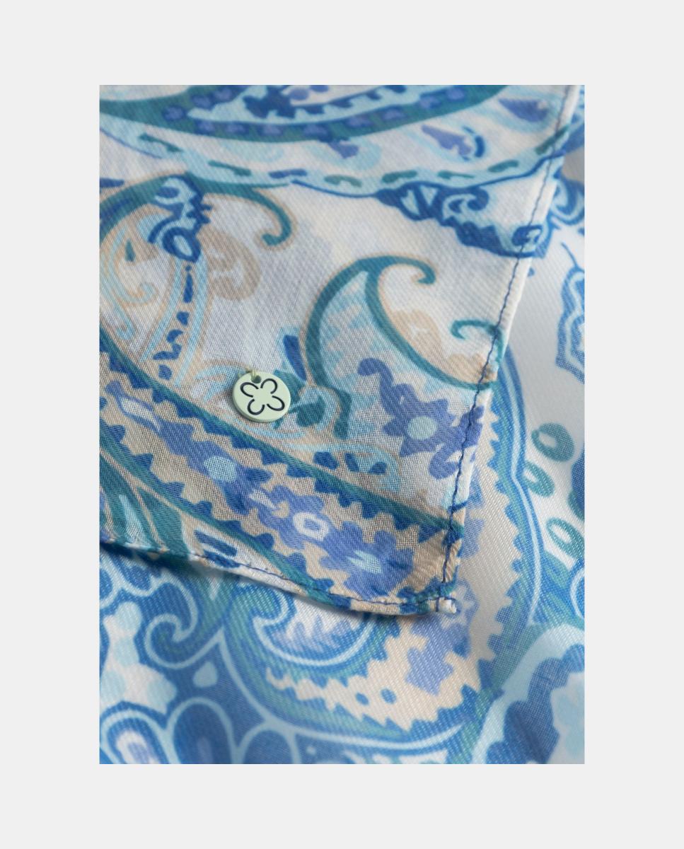 Cachecol em Poliéster Reciclado com Estampado Paisley Azul-3