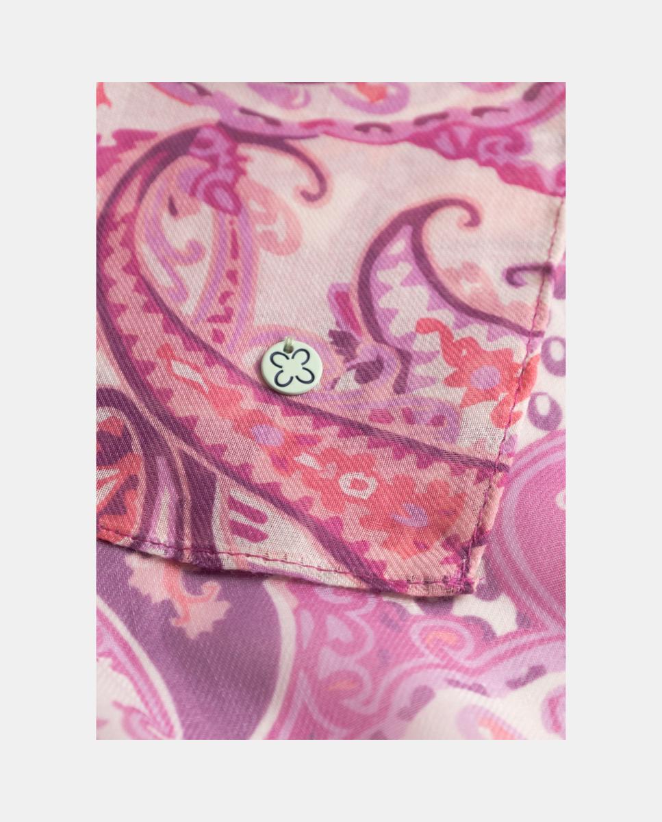 Cachecol em Poliéster Reciclado com Estampado Paisley Rosa-2