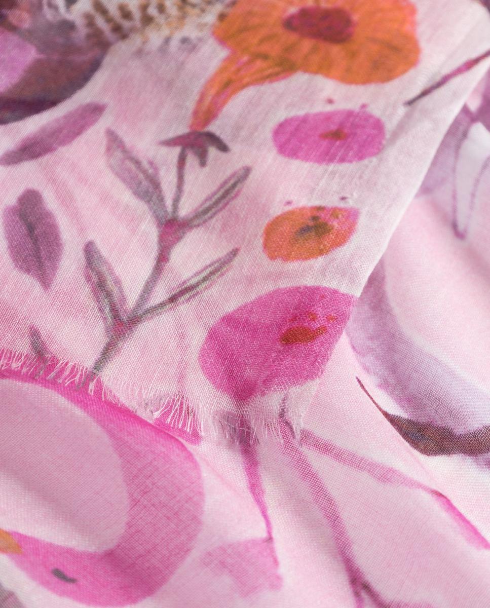 Cachecol Estampado em Modal e Seda Paisley Rosa-3