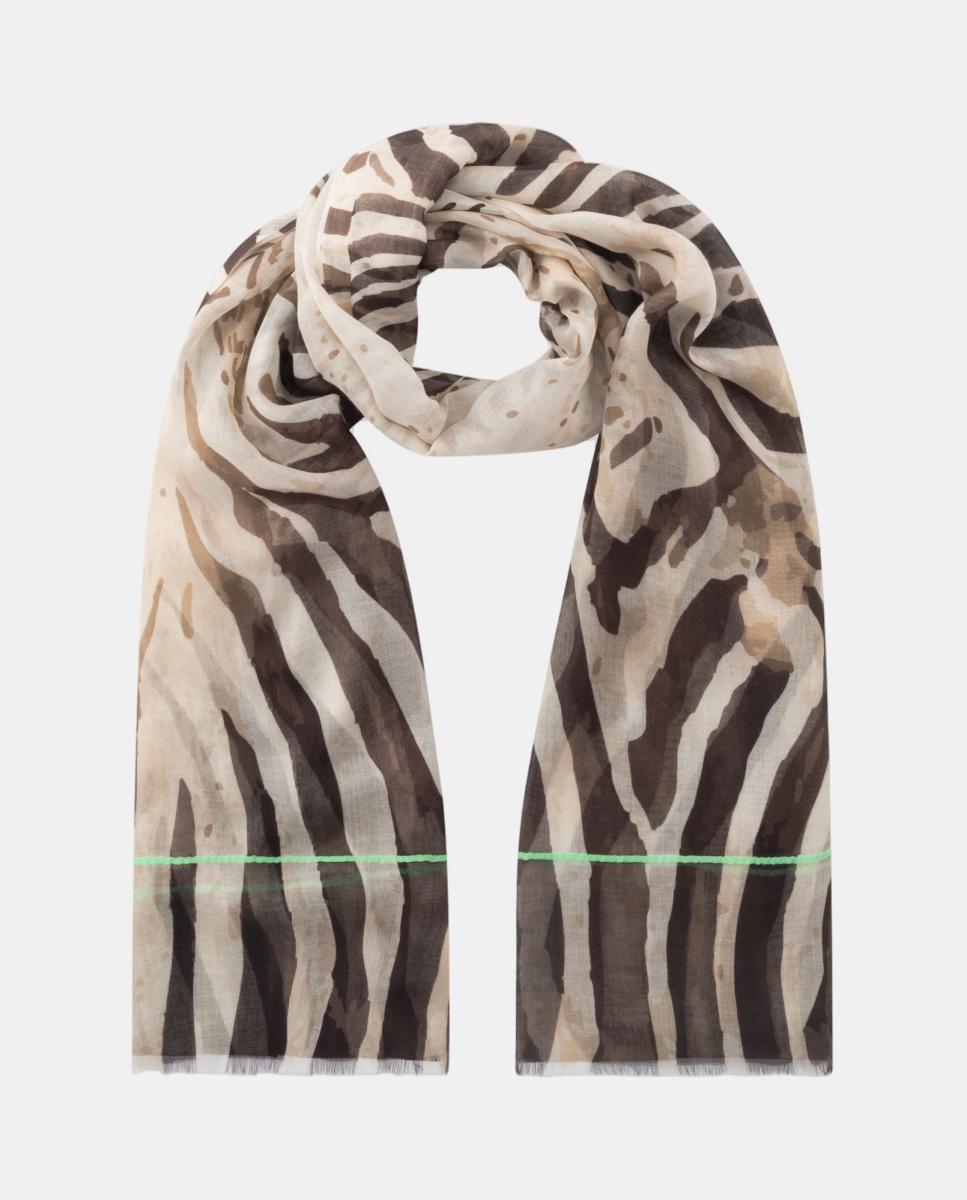 Cachecol com Animal Print de Zebra Bege-2