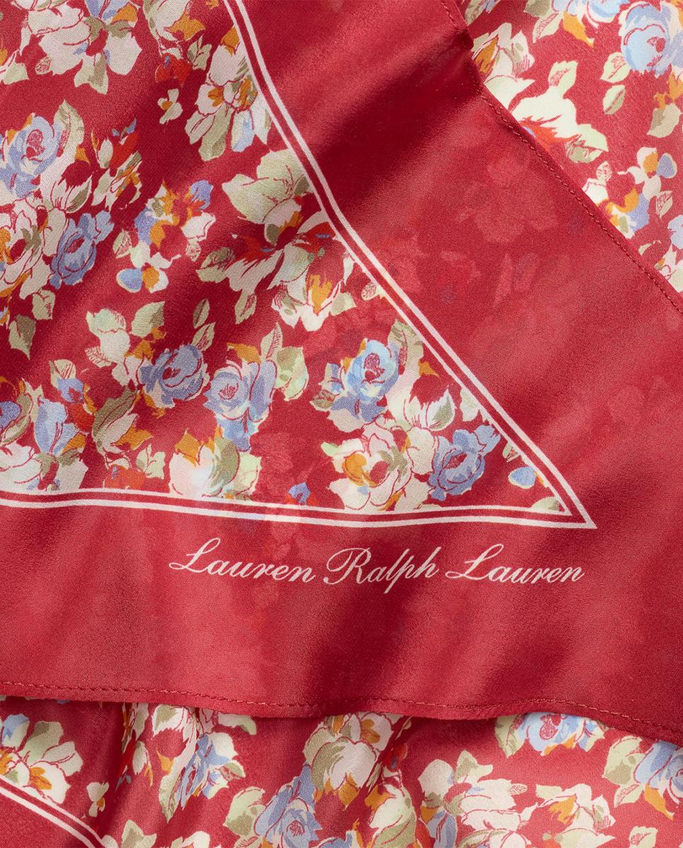 Lenço de seda estampado. Vermelho-3