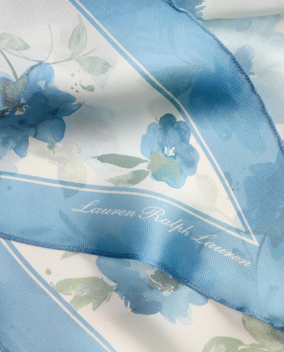 Lenço de seda estampado. Azul-claro-3