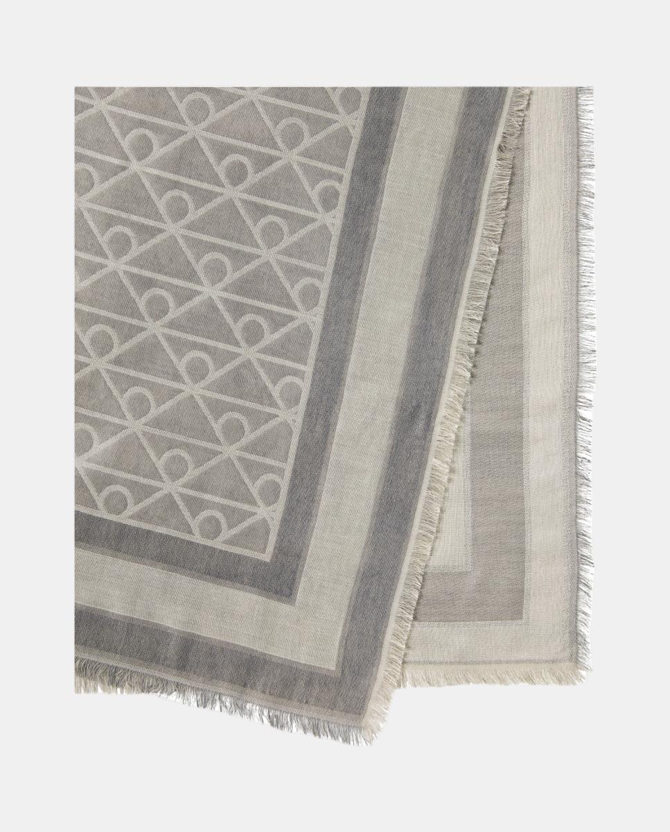 Lenço com Estampado de Monograma - 120x120 mm Preto-2