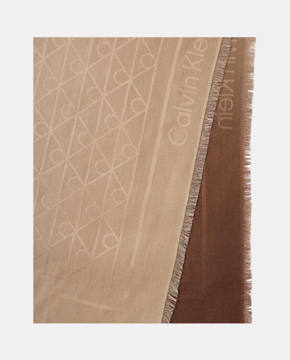 Lenço Quadrado de 70 cm com Estampado de Monograma Emblem Castanho-2