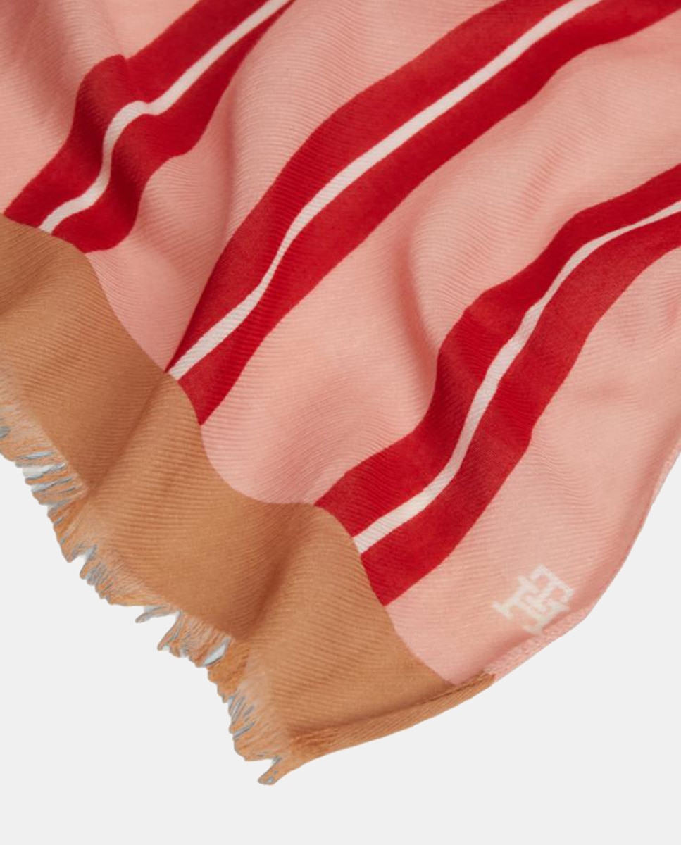 Écharpe com Estampado às Riscas Rosa-2