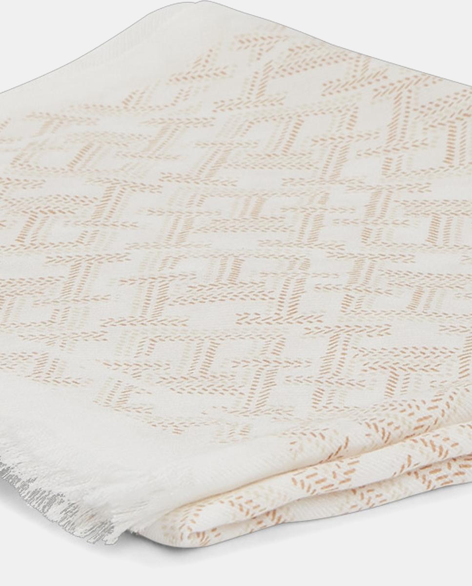 Écharpe com Estampado de Monograma Creme-2