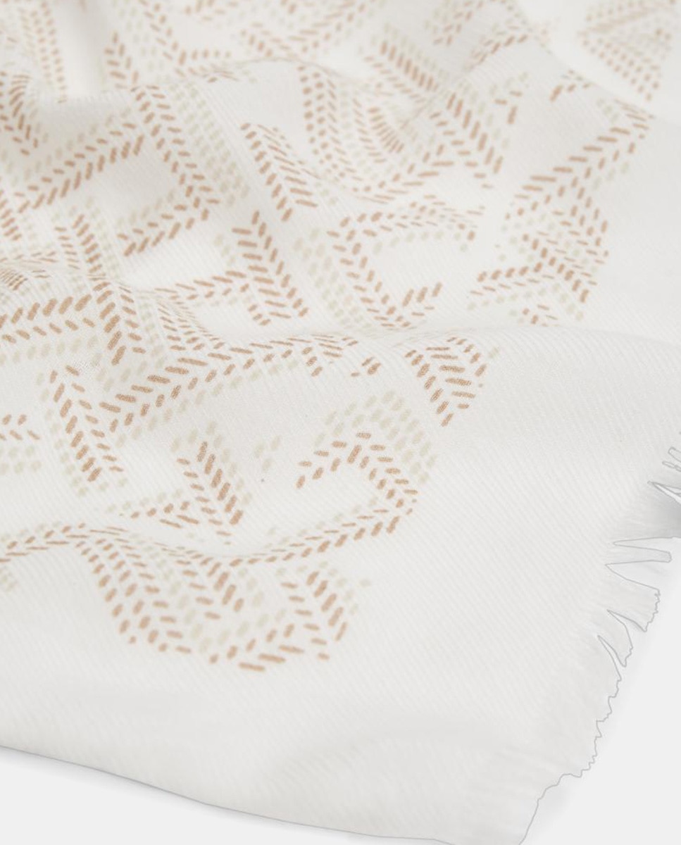 Écharpe com Estampado de Monograma Creme-3