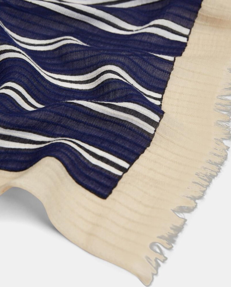 Écharpe com Estampado às Riscas Azul-marinho-3