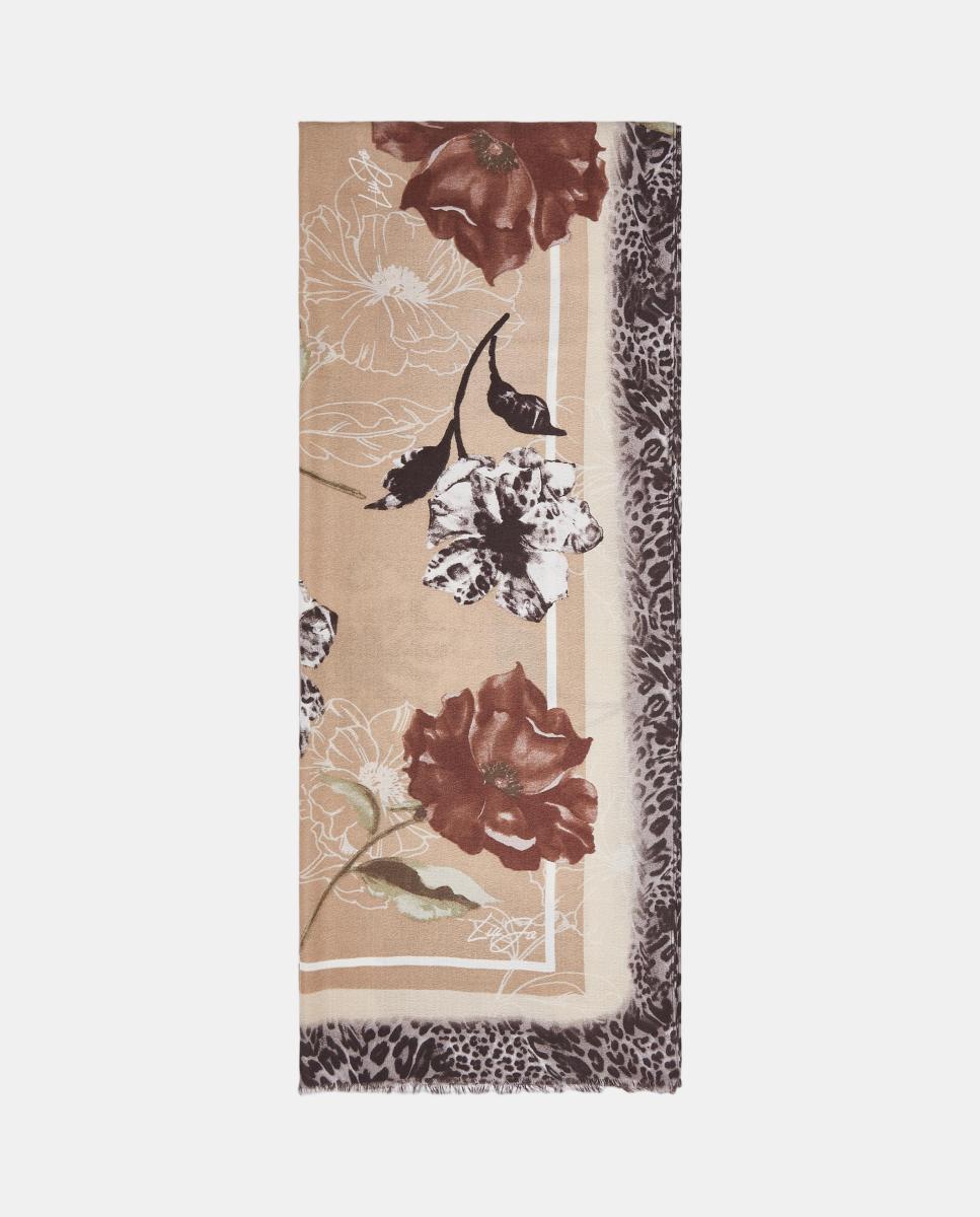 Estola con estampado animal y flores - LIUJO - Natural Natural-1