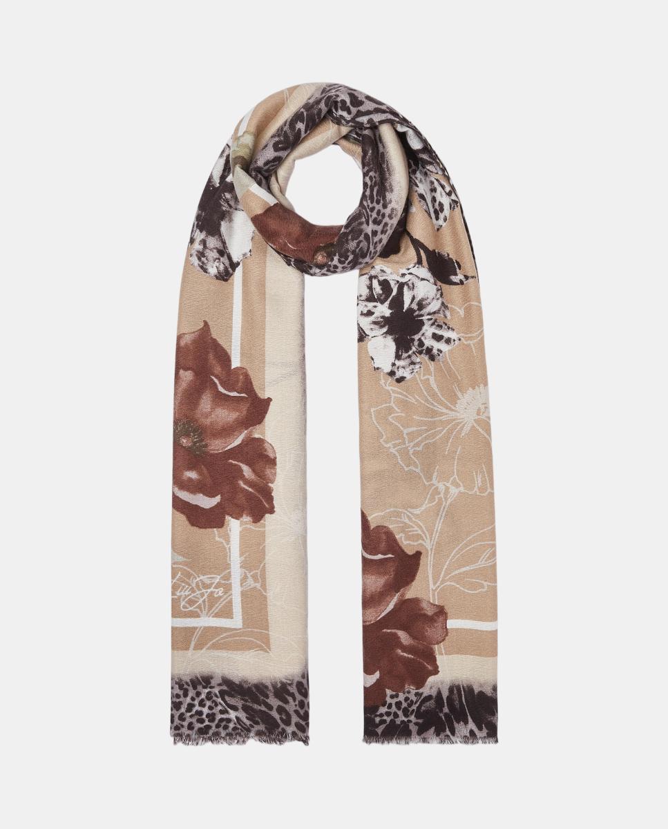 Estola con estampado animal y flores - LIUJO - Natural Natural-2