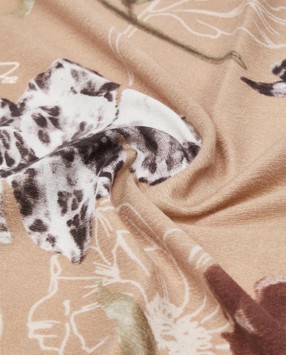 Estola con estampado animal y flores - LIUJO - Natural Natural-4