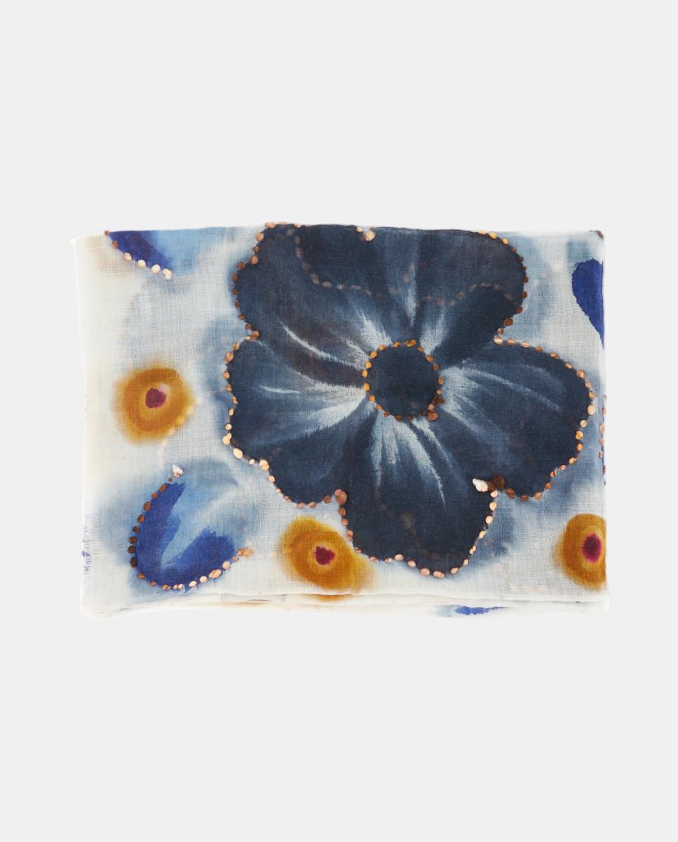 Lenço de lã com estampado floral Cinzento-2