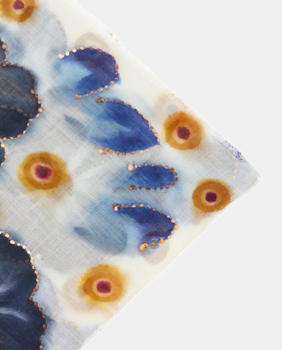 Lenço de lã com estampado floral Cinzento-3